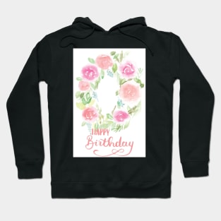 Happy Birthday Watercolor Wreath Card Hoodie